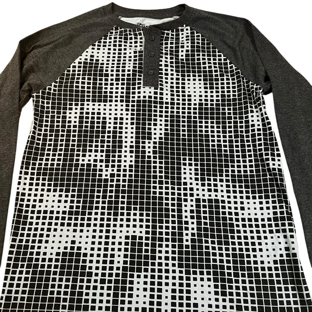 Epic Threads Kids Henley Gray and White Long Sleeve T-Shirt | Size Youth XL